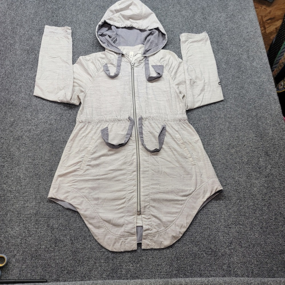 Lululemon Athletica Gray Space Dye Full Zip Hooded Jacket Size 4 Cinched Waist